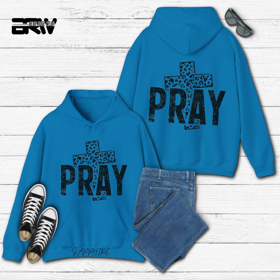 'Pray With Leopard Cross'  Faith Hoodie