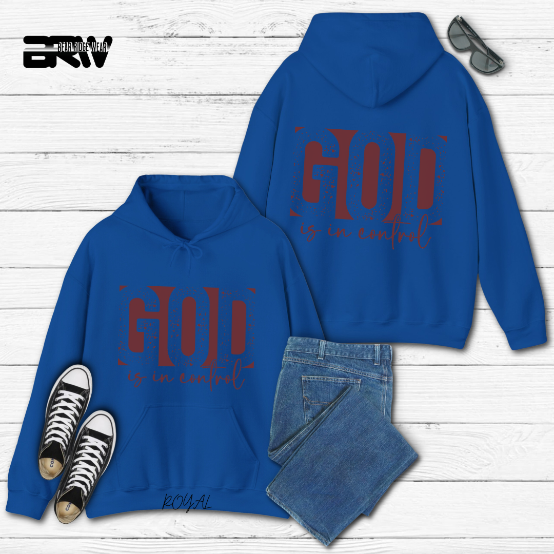 'God Is In Control' Red Stroke  Faith Hoodie