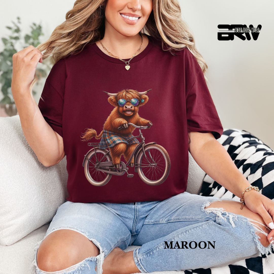 'Highland Cow-Bicycle'  Summer Tee
