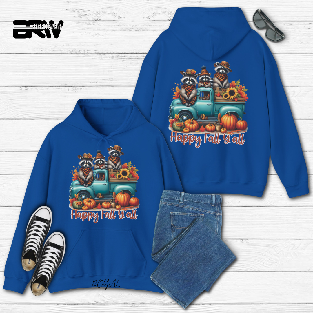 'Happy Fall Yall-Raccoons'  Fall Hoodie