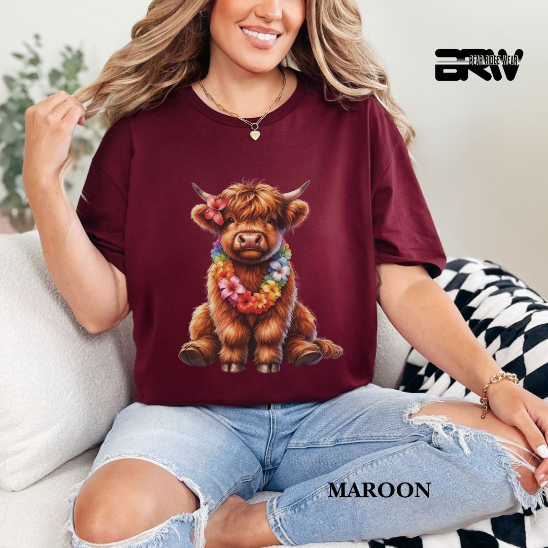 'Highland Cow- Lei'  Summer Tee