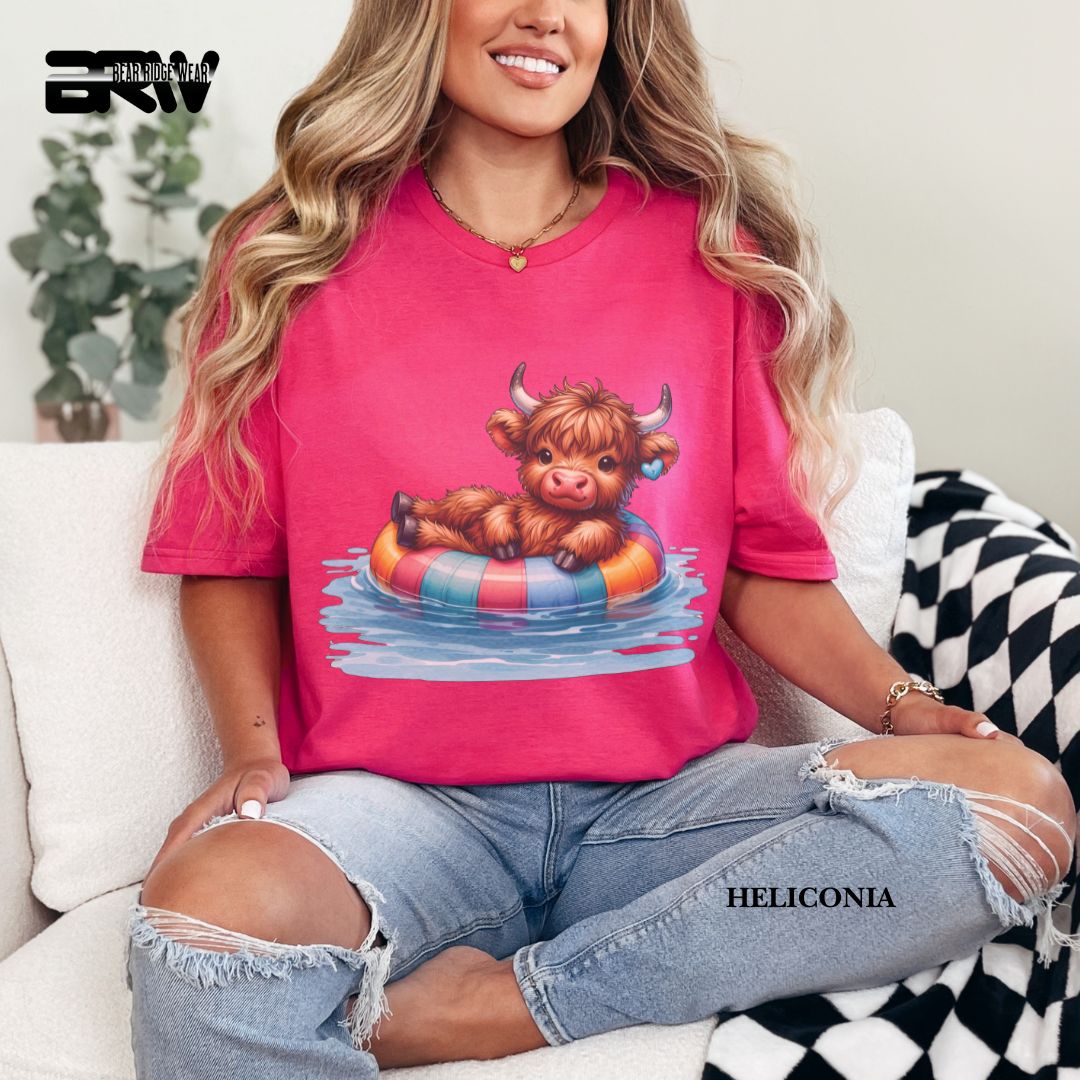 'Highland Cow-Float' 3 Summer Tee
