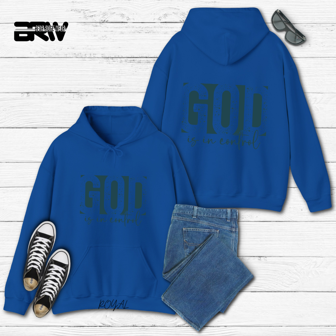'God Is In Control' Blue Stroke  Faith Hoodie