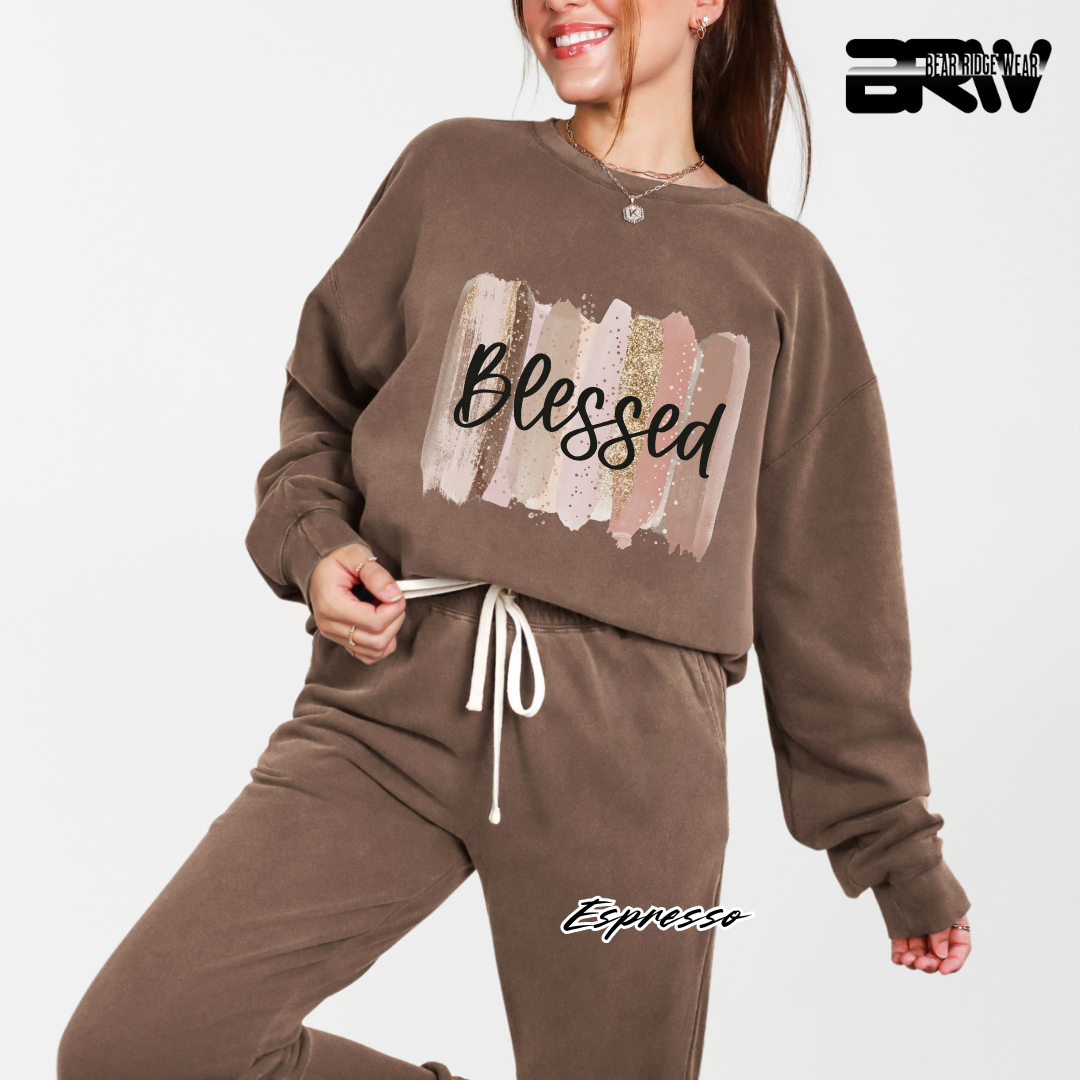 'Blessed' Brushed Stroke Crewneck Sweatshirt