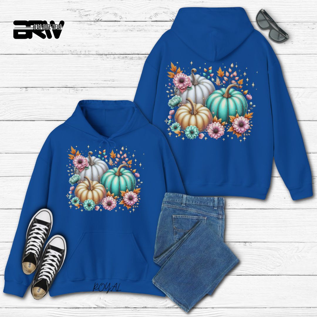 'Floral Shimmering Pumpkin' Fall Hoodie