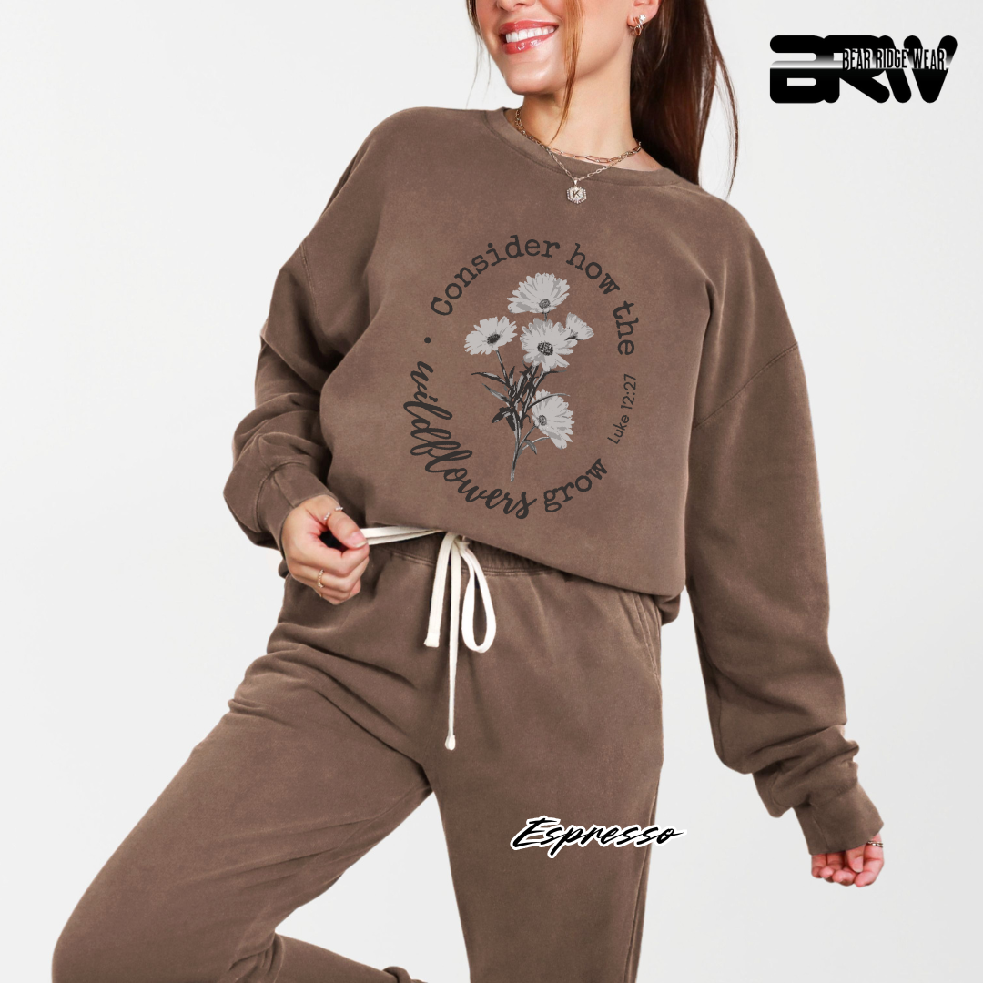 'Consider How the Wildflower Grow' Faith Crewneck Sweatshirt