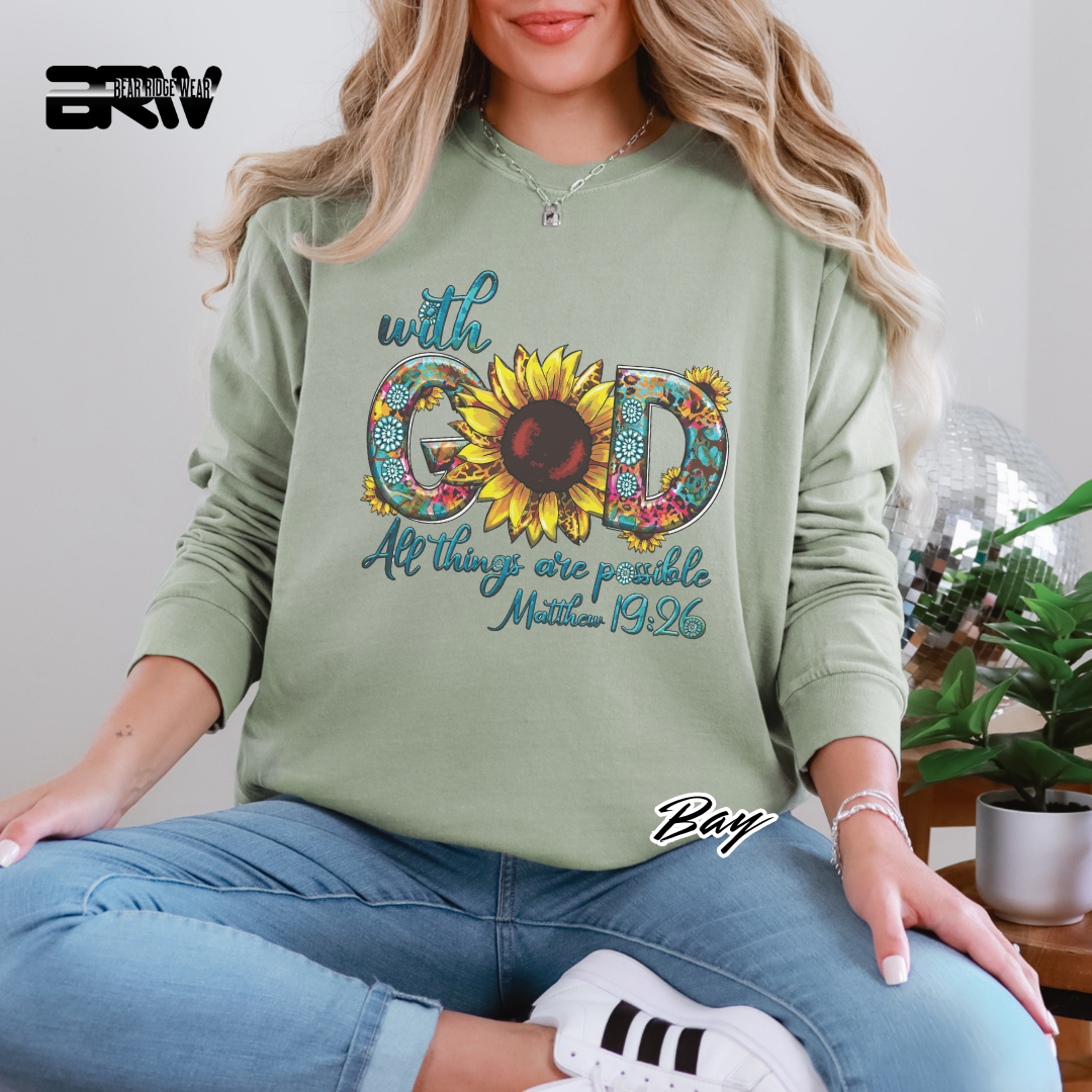 'With God All Things Are Possible' Long-Sleeve Faith Tee