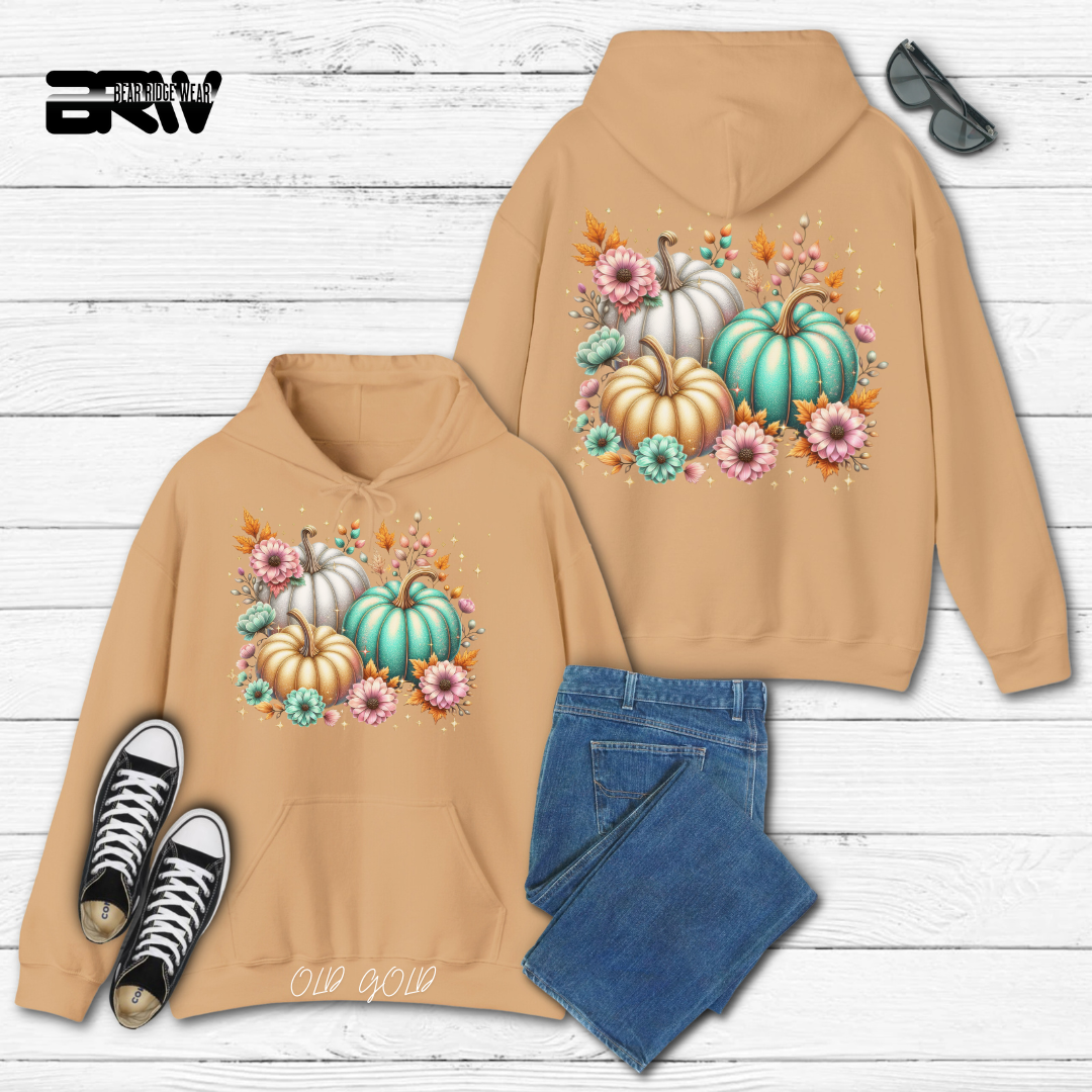 'Floral Shimmering Pumpkin' Fall Hoodie