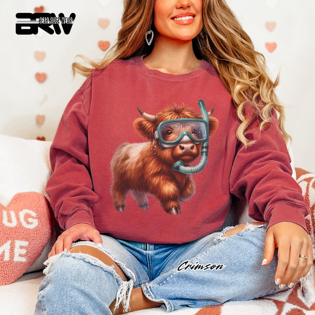 'Highland Cow-Snorkel' Summer Long Sleeve Tee