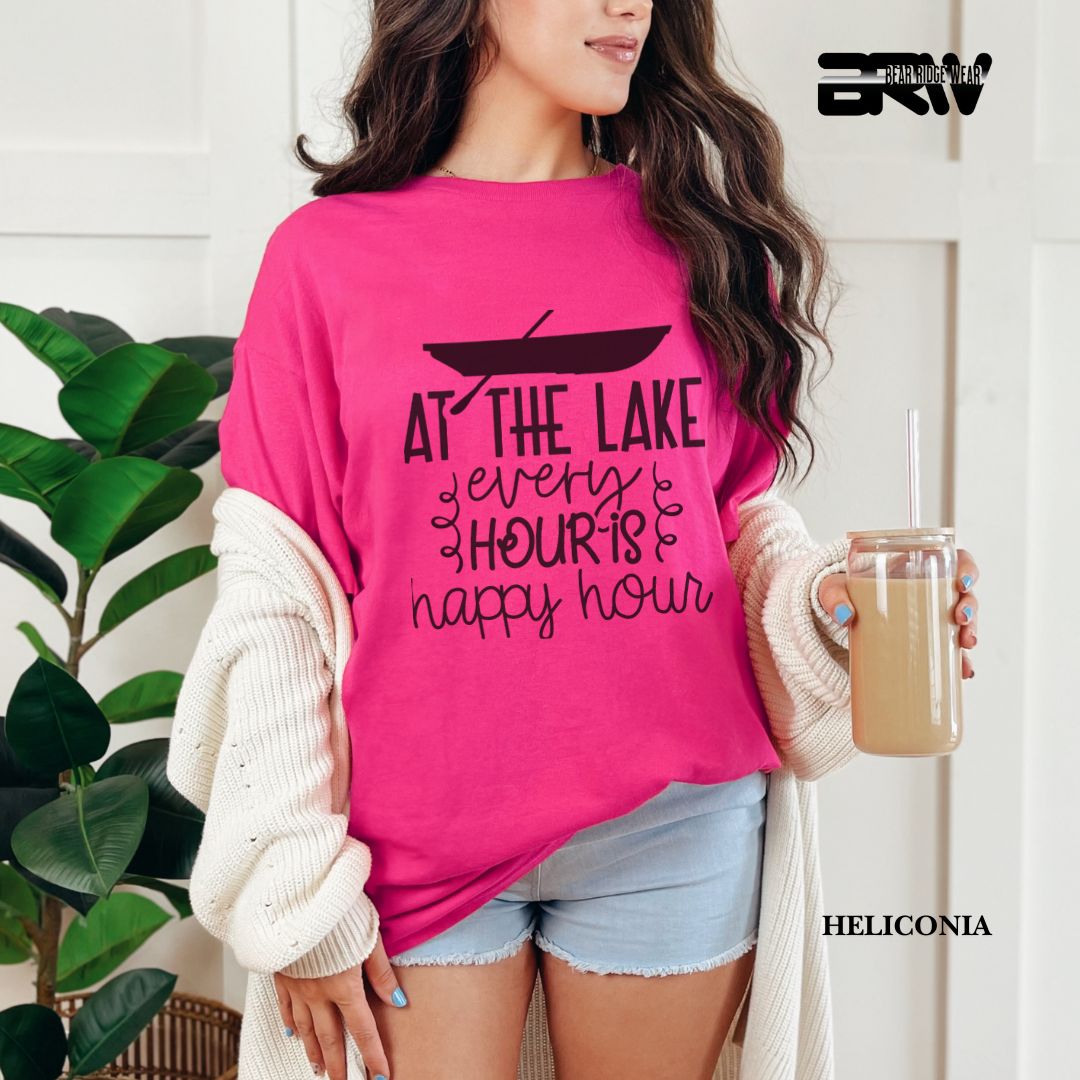 'At The Lake Every Hour Is Happy Hour' 3 Summer Tee