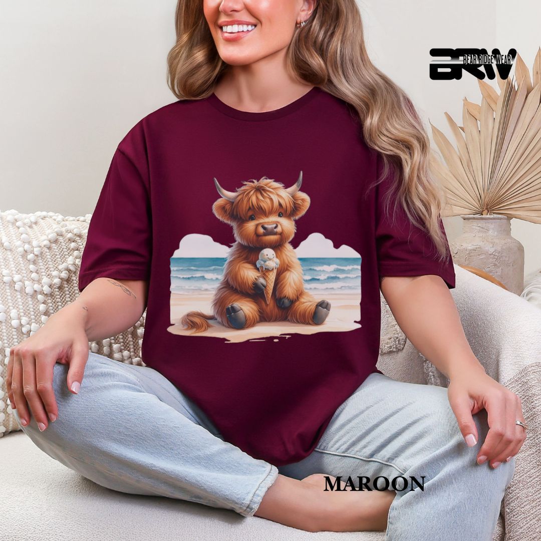 'Highland Cow-Ice Cream'  Summer Tee