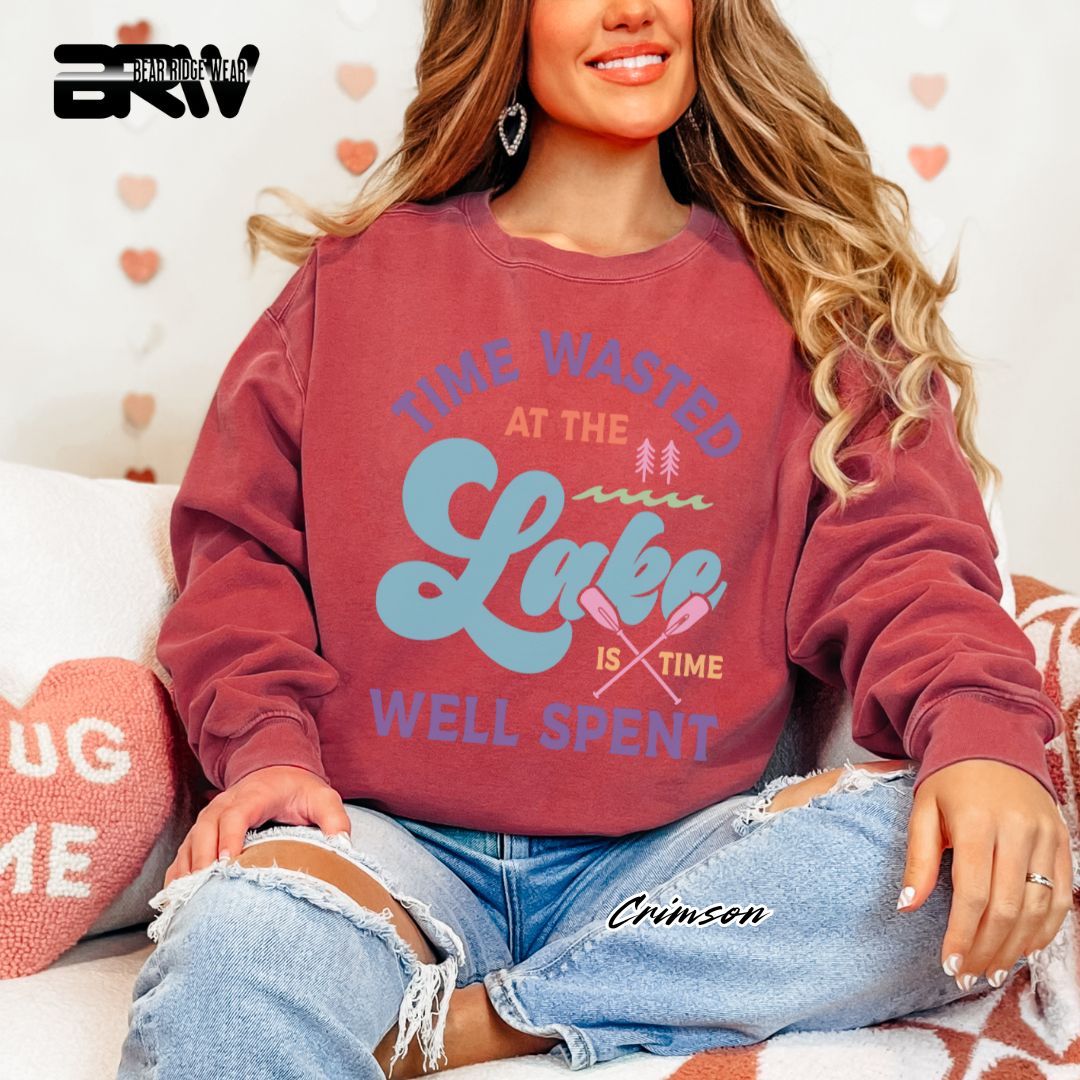 'Time Wasted At The Lake' Summer Crewneck Sweatshirt