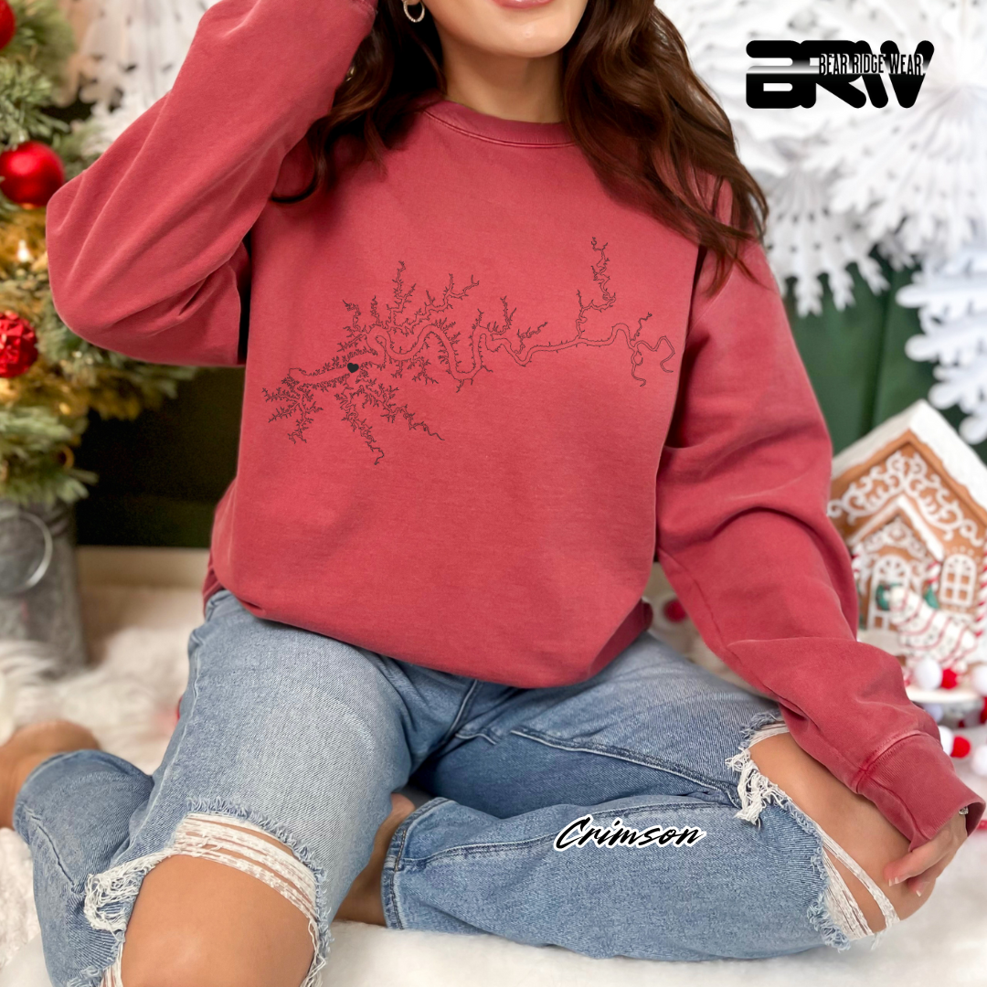 'Minimal Lake Cumberland' Map Crewneck Sweatshirt