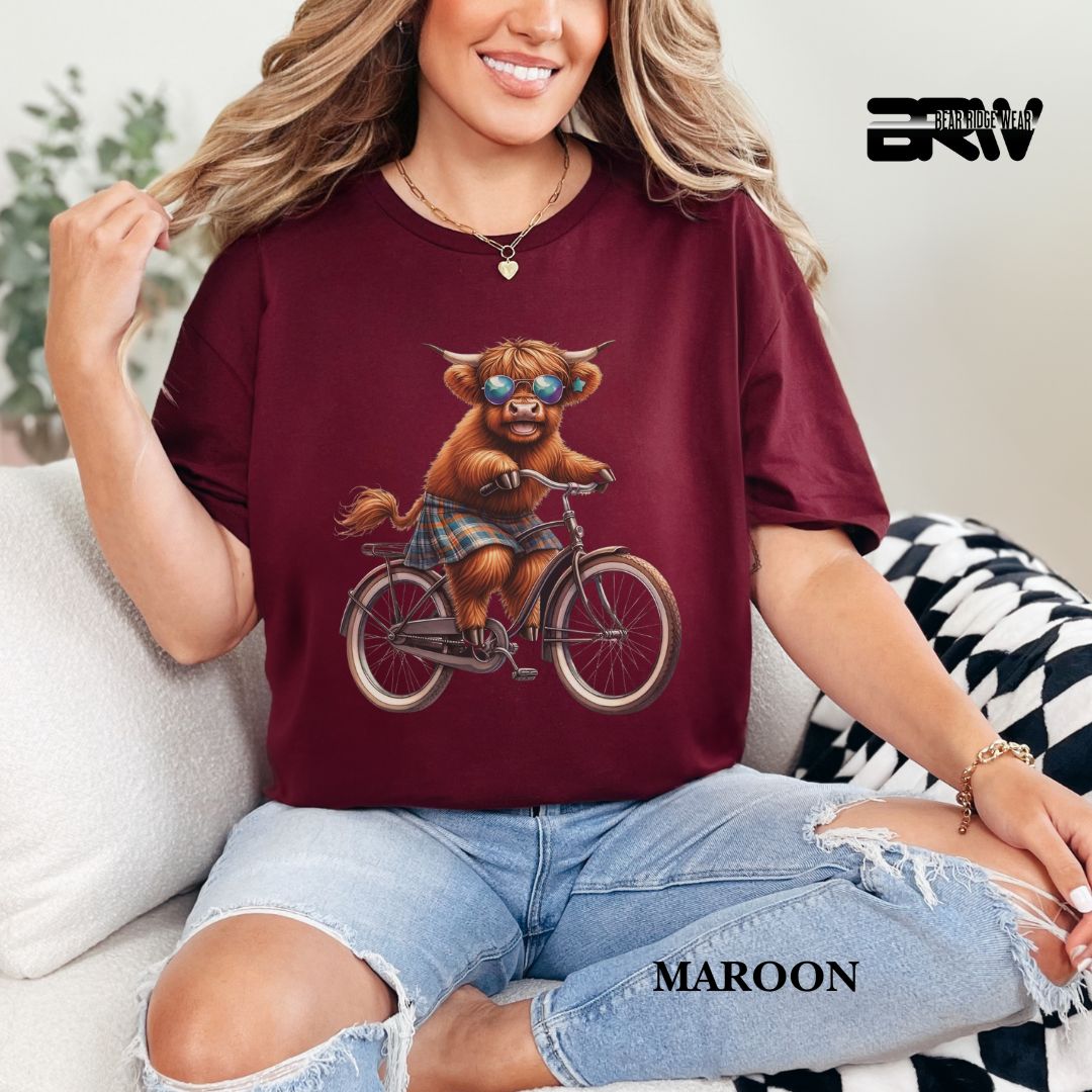 'Highland Cow-Bicycle'  Summer Tee