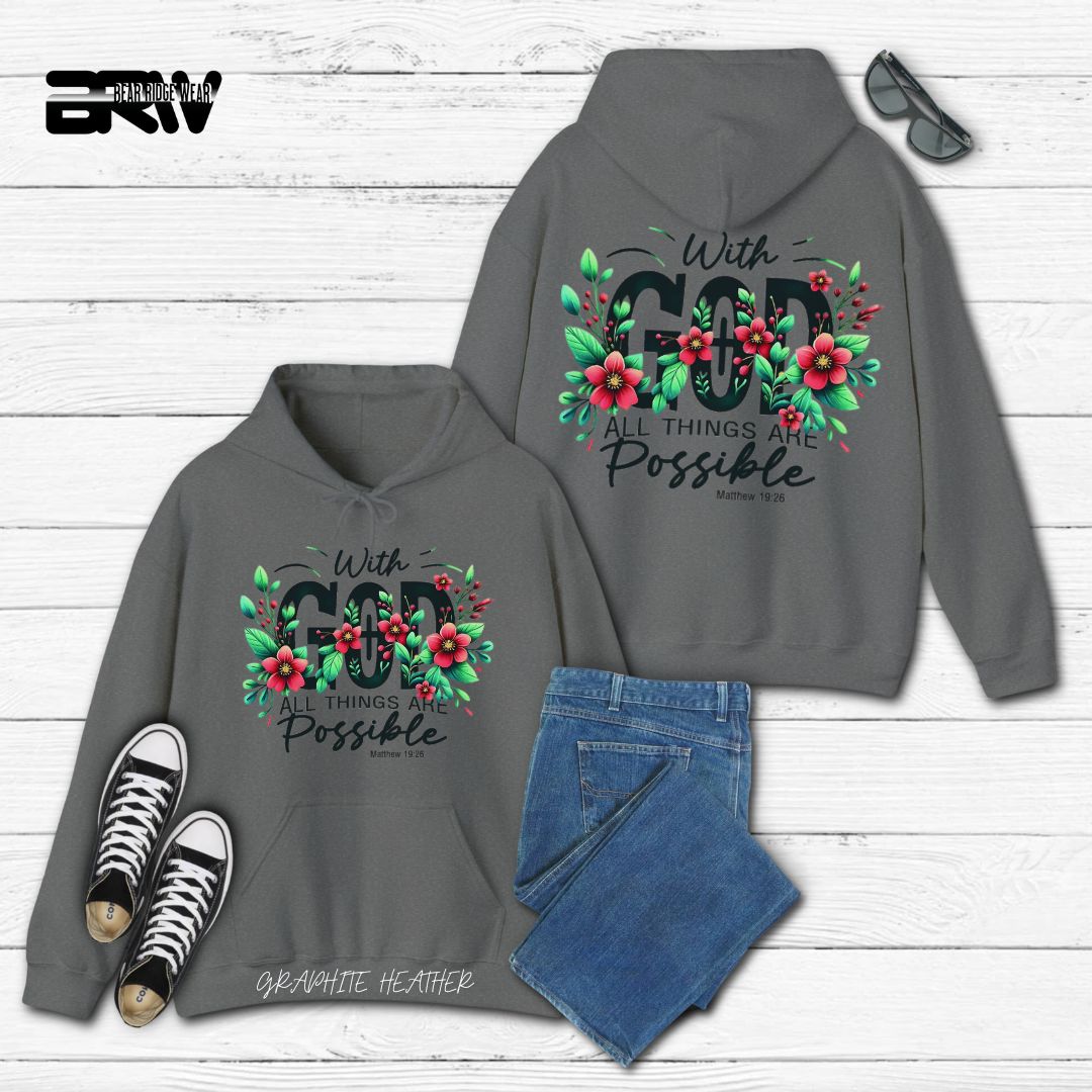'With God All Things Are Possible'  Faith Hoodie