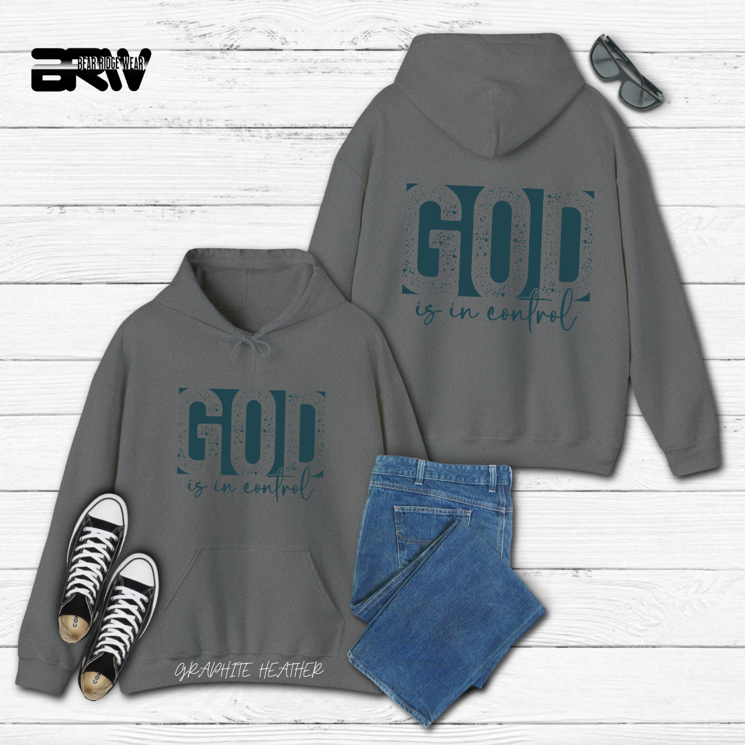 'God Is In Control' Blue Stroke  Faith Hoodie