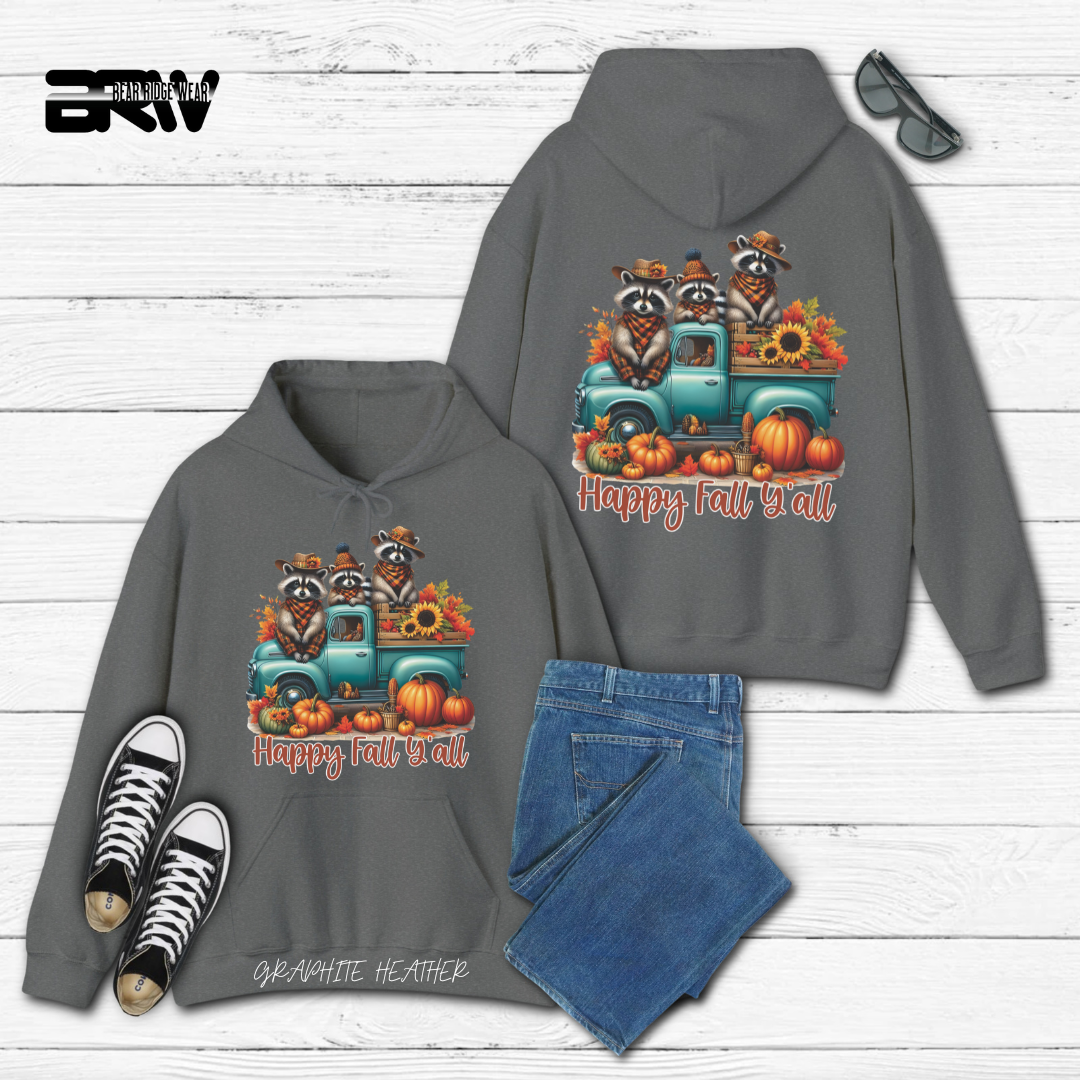 'Happy Fall Yall-Raccoons'  Fall Hoodie