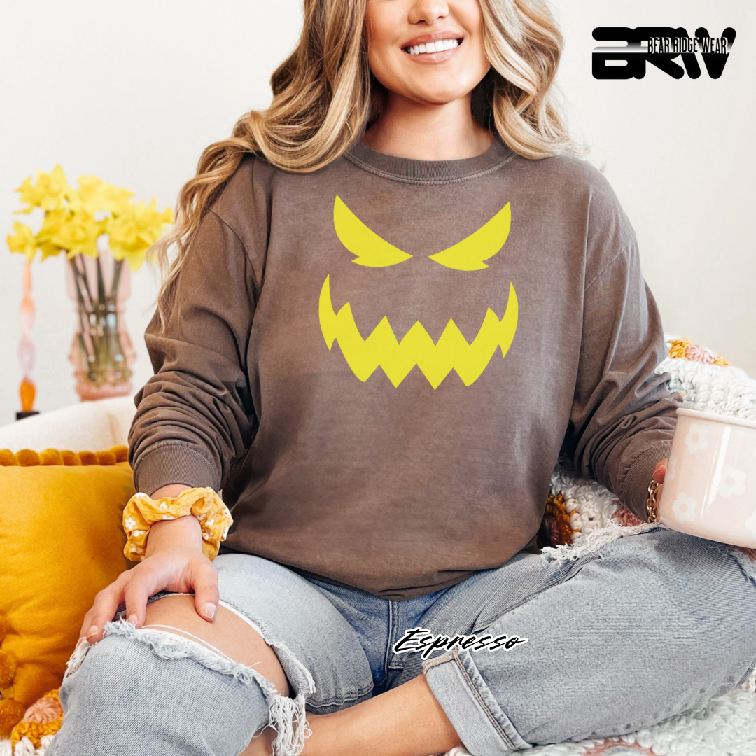 'Scary Pumpkin face' Fall Long Sleeve Tee