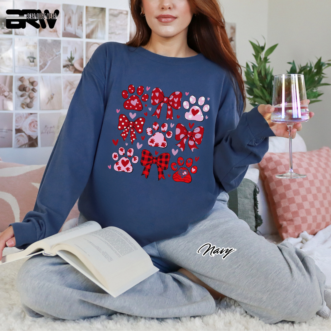 'Dog Paws and Ribbons' Long Sleeve Tee