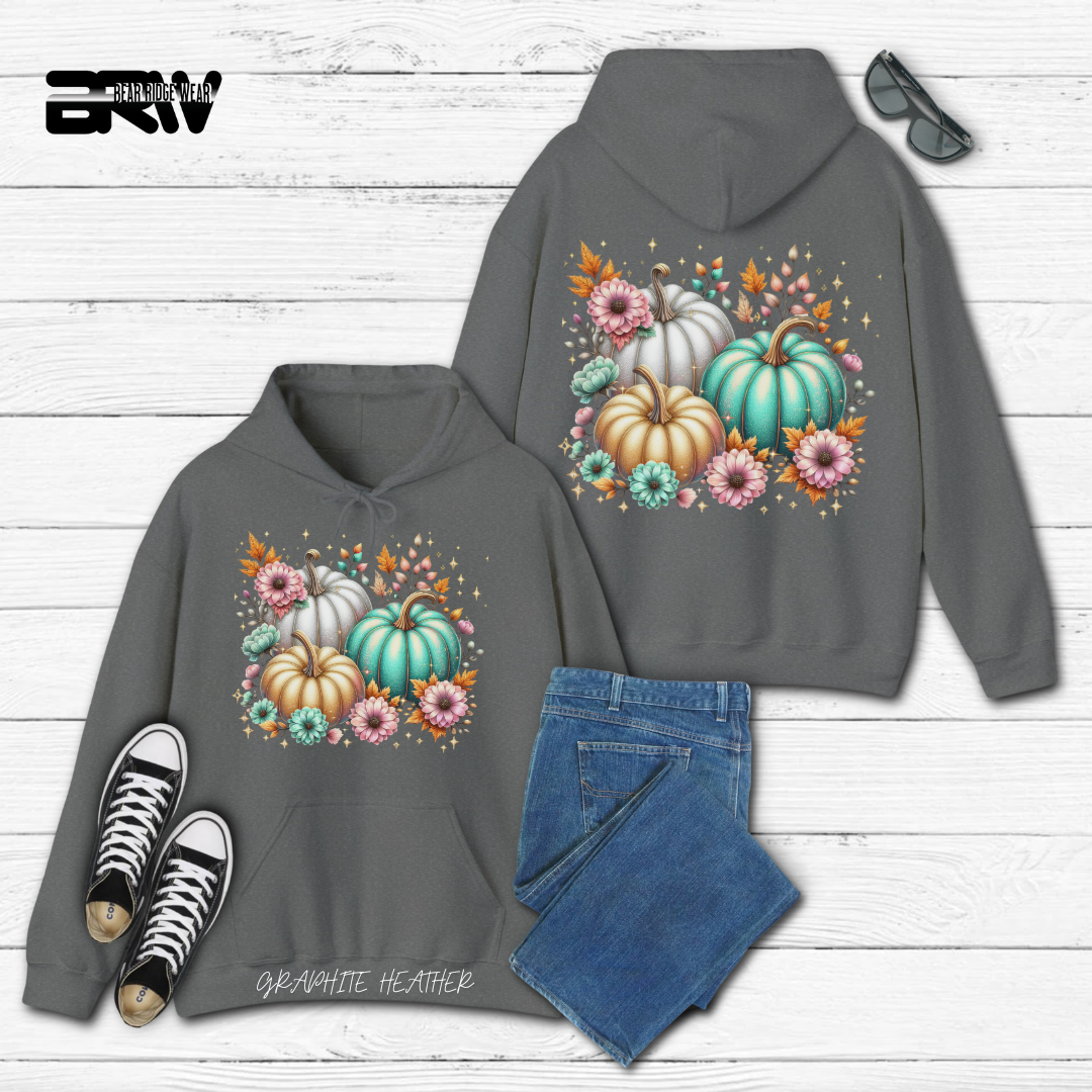 'Floral Shimmering Pumpkin' Fall Hoodie