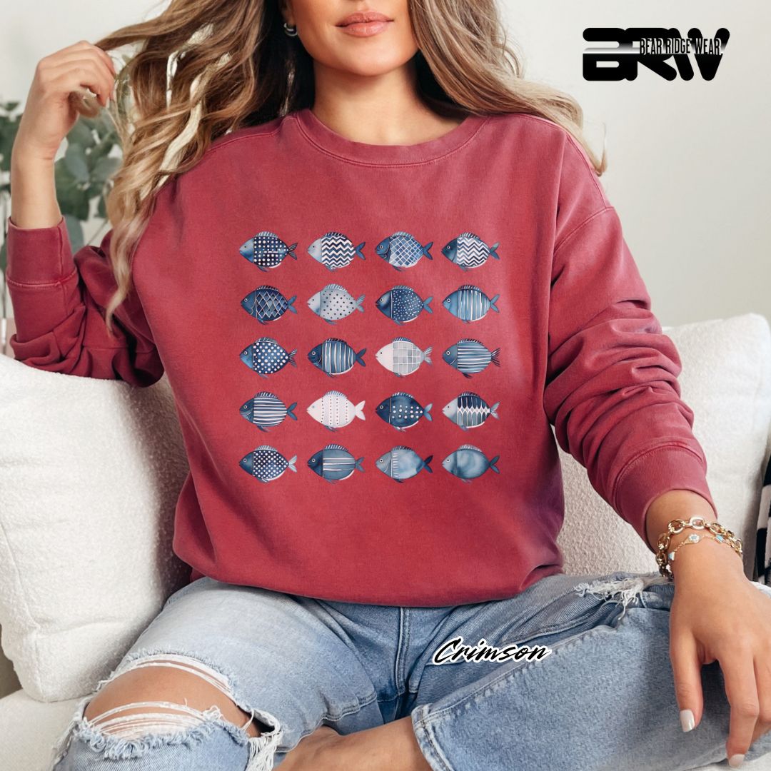 'Water Color Fish Pattern Design' Summer Long Sleeve Tee