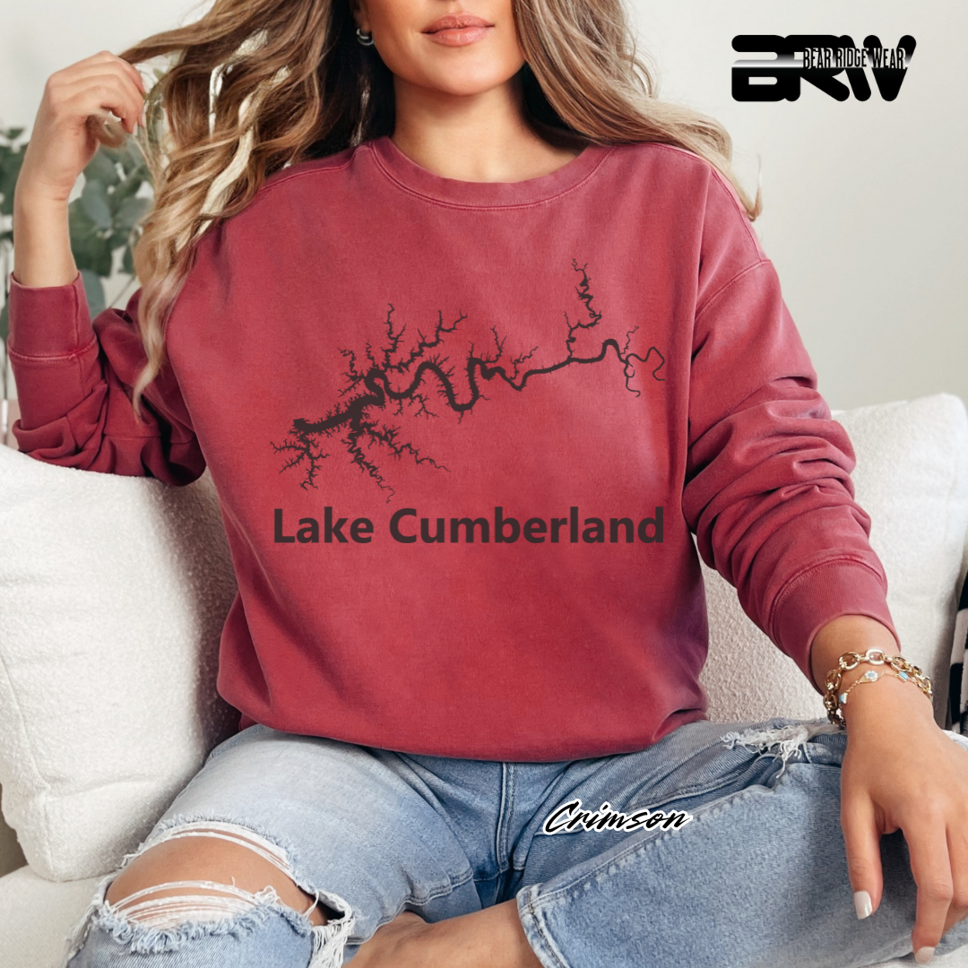 'Black Lake Cumberland Map' Crewneck Sweatshirt