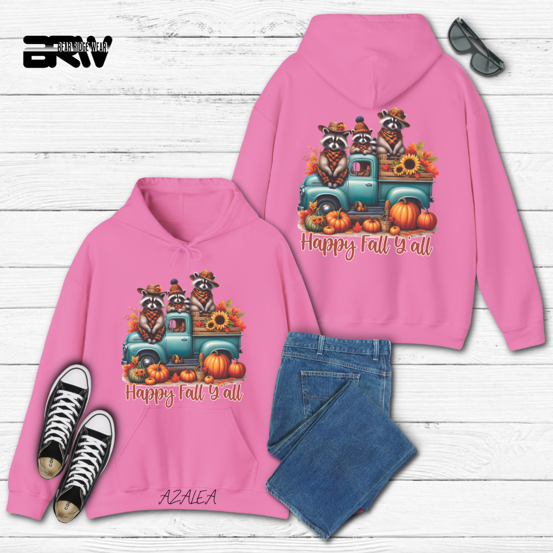 'Happy Fall Yall-Raccoons'  Fall Hoodie
