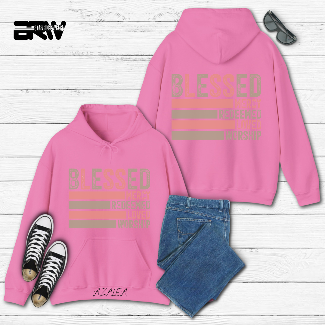 'Blessed, Mercy, Redeemed, Loved, and Worship' Faith Hoodie