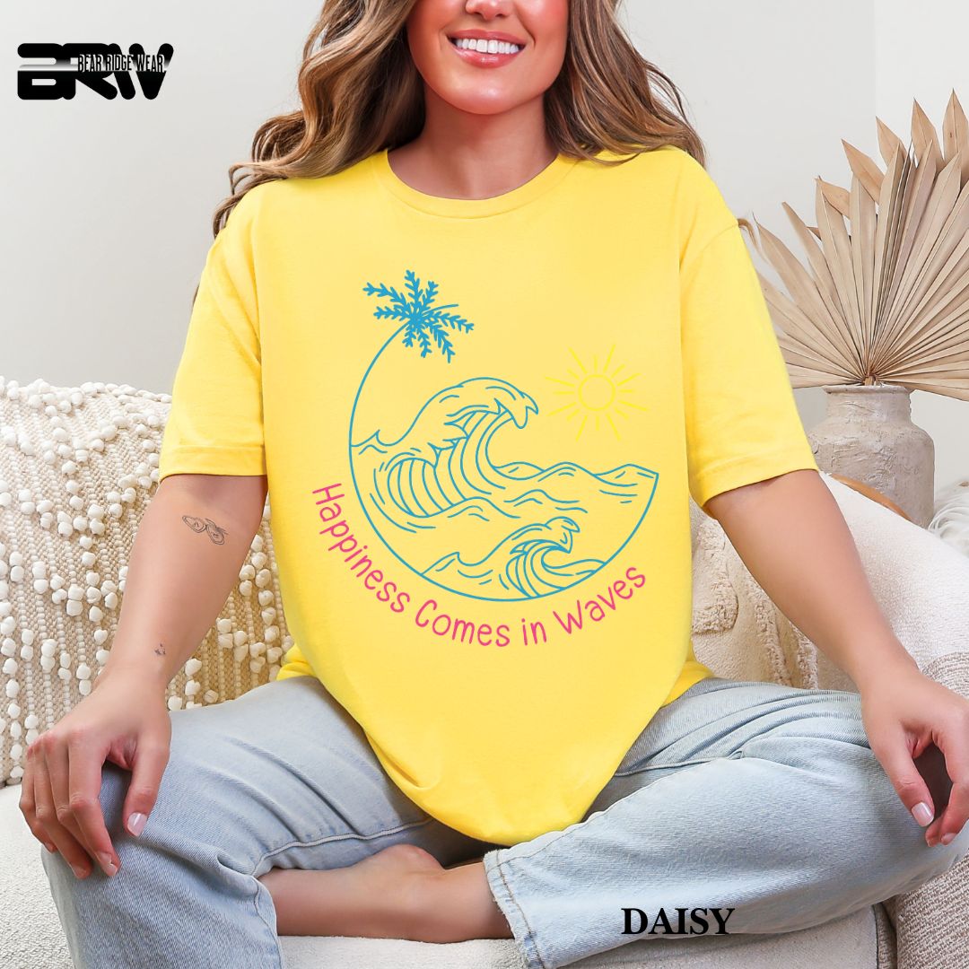 'Happiness Comes In Waves' With Color Summer Tee