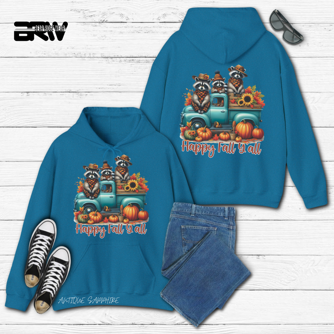 'Happy Fall Yall-Raccoons'  Fall Hoodie