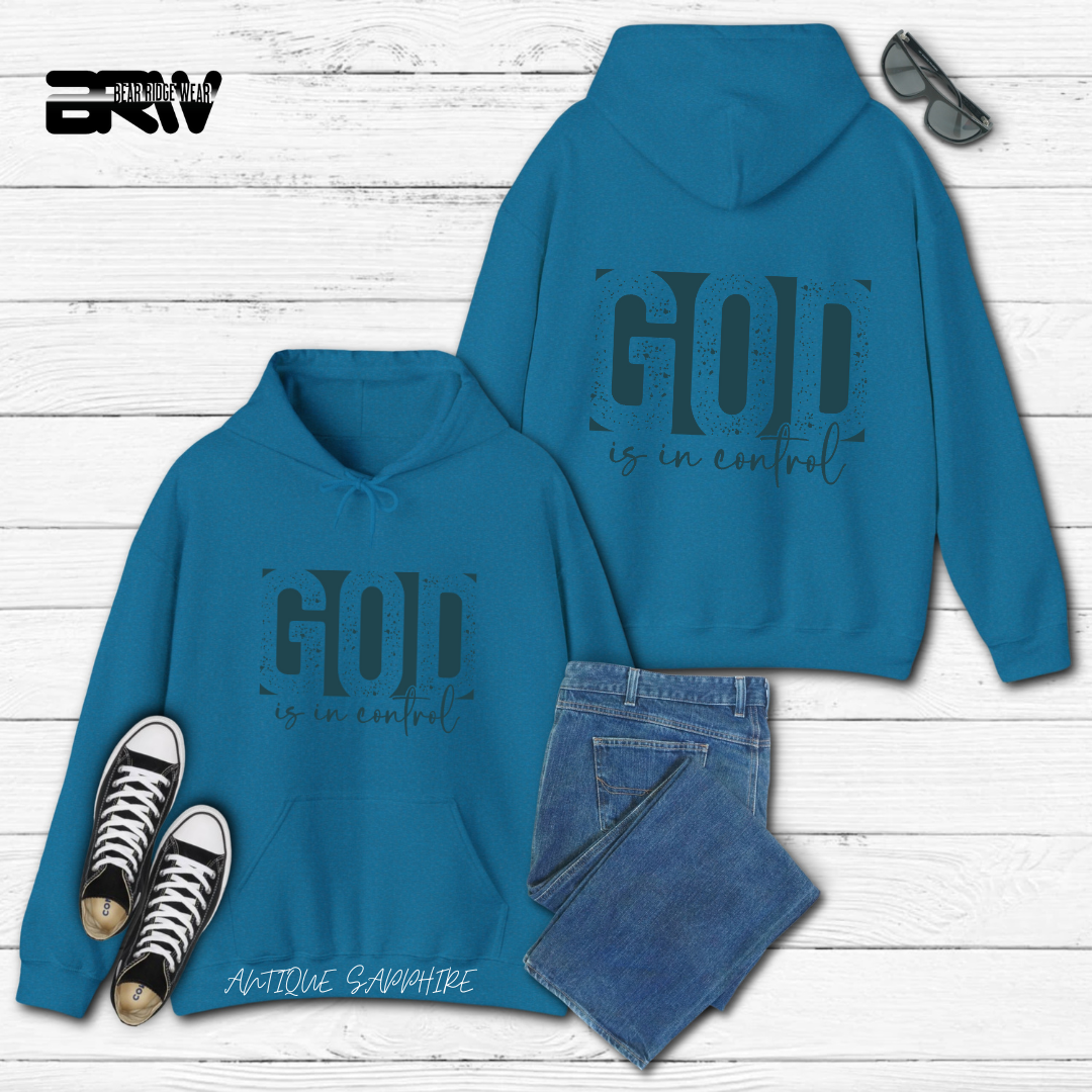 'God Is In Control' Blue Stroke  Faith Hoodie