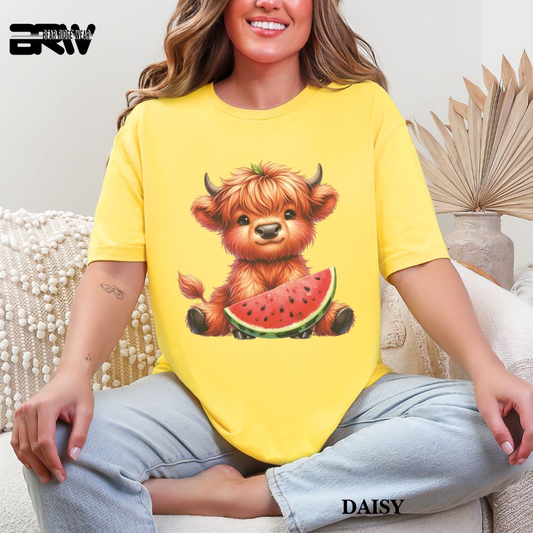 'Highland Cow- Watermelon'  Summer Tee