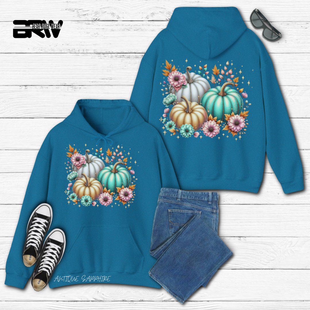 'Floral Shimmering Pumpkin' Fall Hoodie