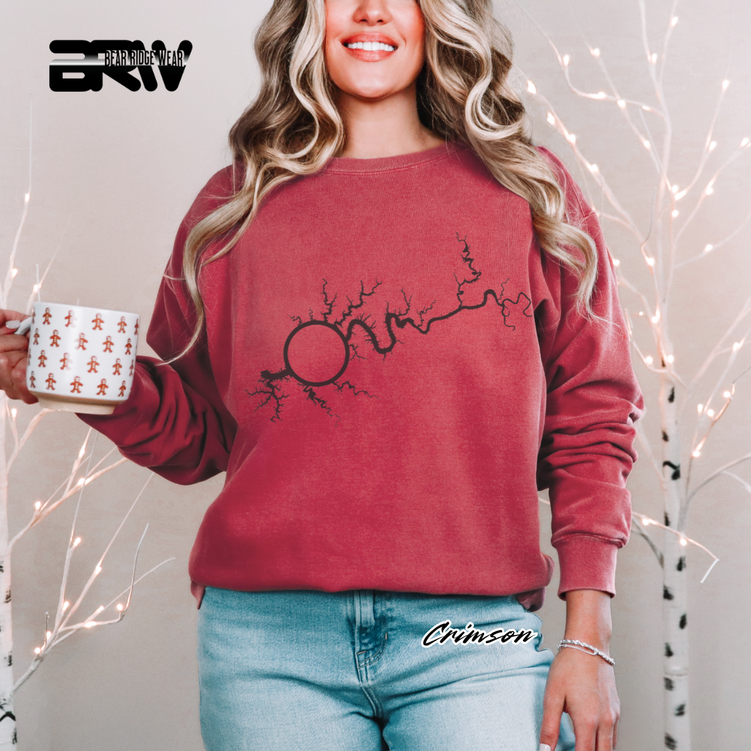 'Lake Cumberland Map' Crewneck Sweatshirt