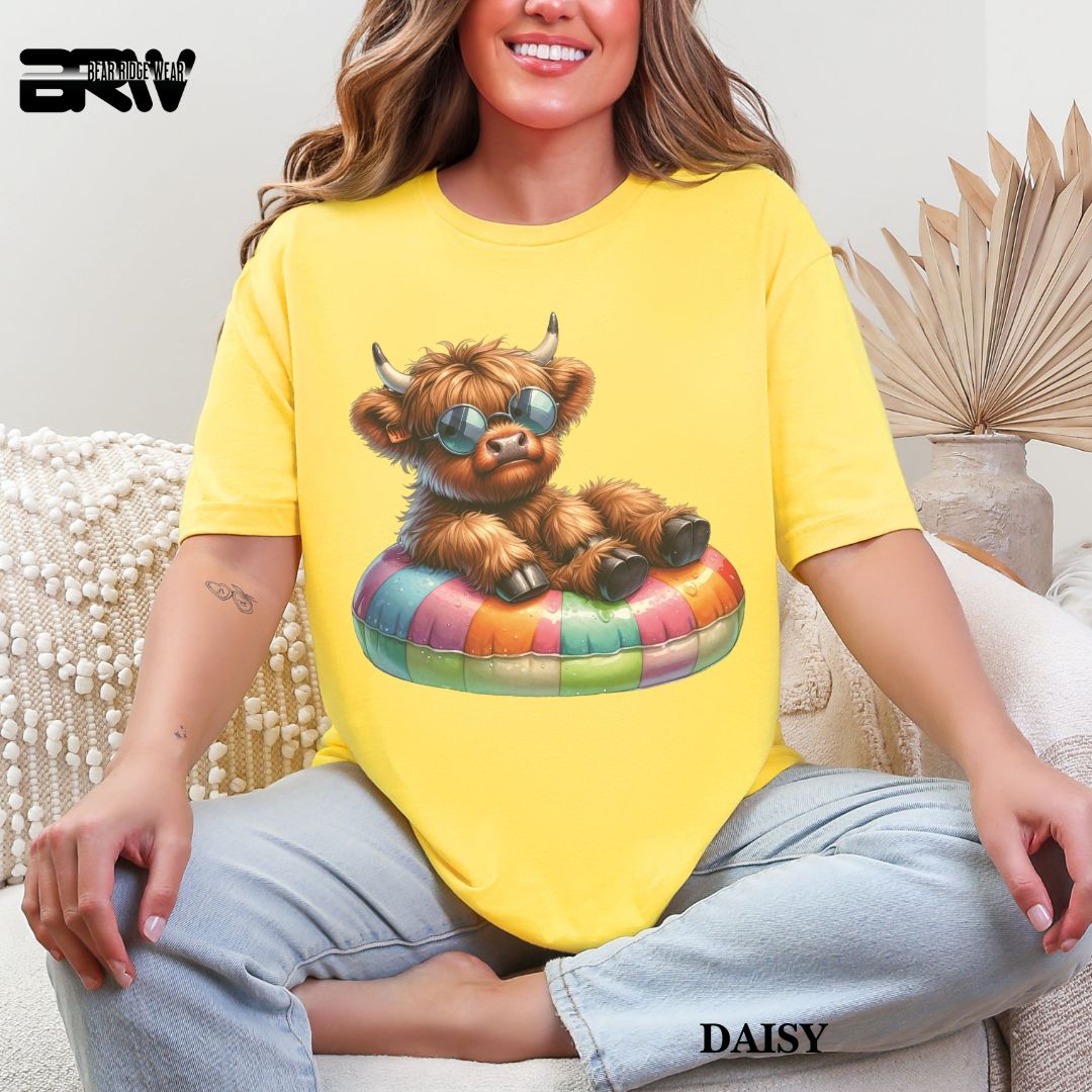 'Highland Cow- Float'  Summer Tee