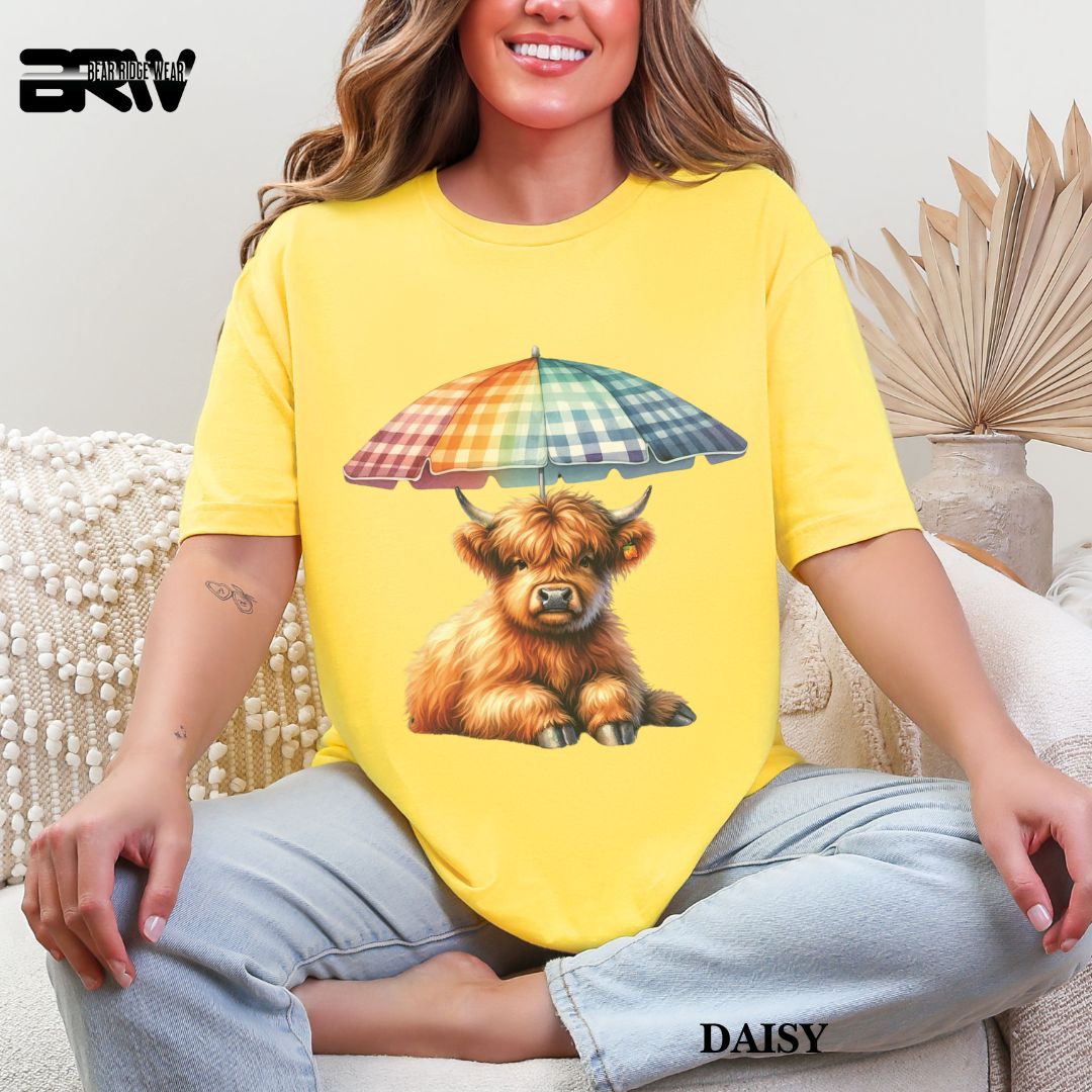 'Highland Cow-Umbrella'  Summer Tee