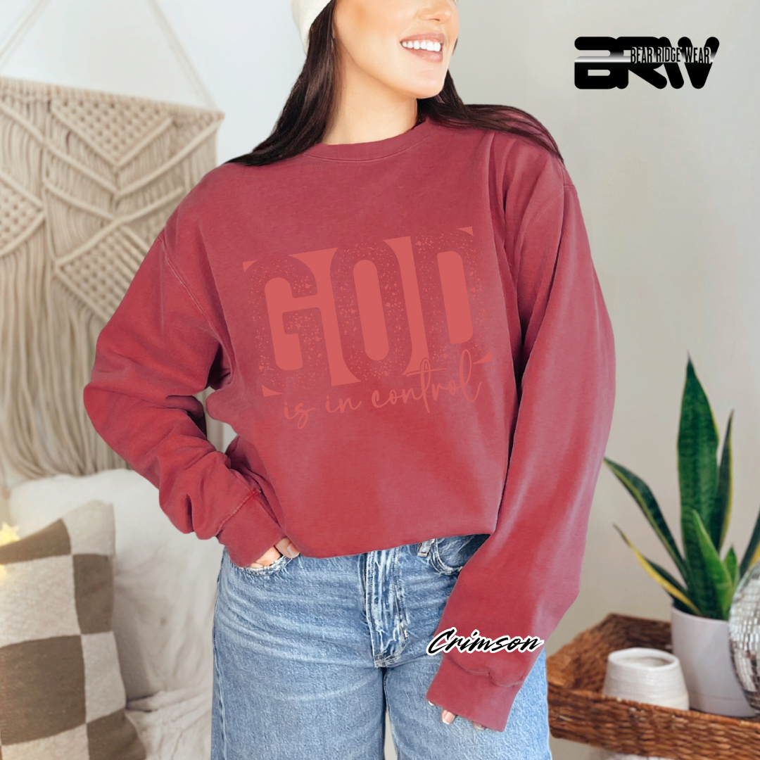 'God Is In Control' Pink Faith Crewneck Sweatshirt