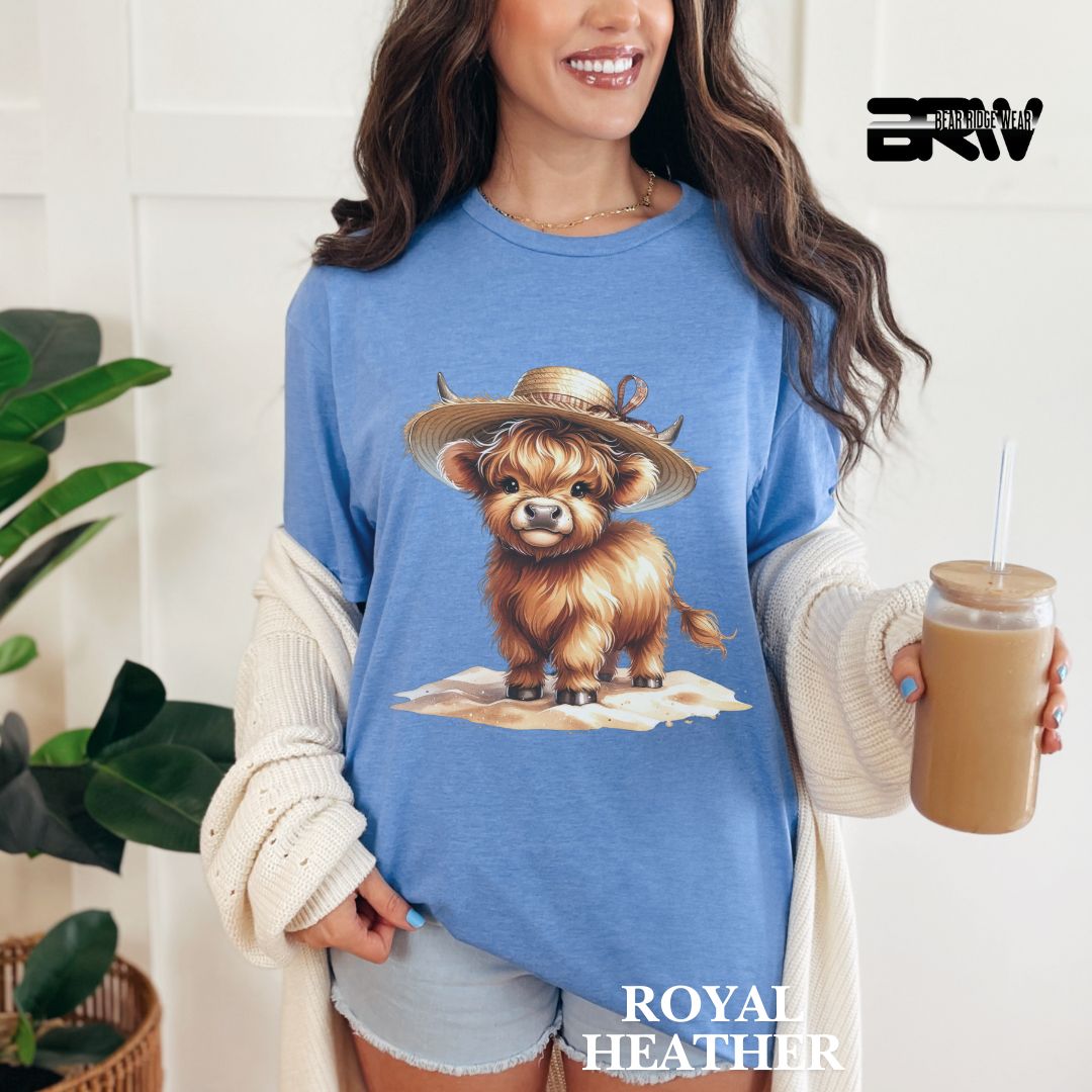 'Highland Cow- Sun Hat' 2 Summer Tee