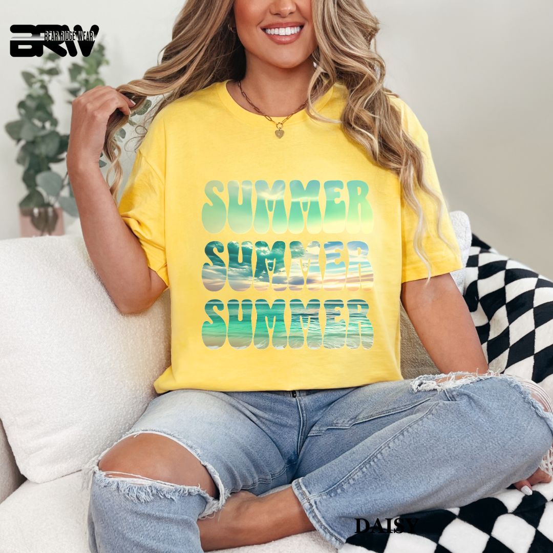 'Vibrant Summer Bubble Letter'  Summer Tee