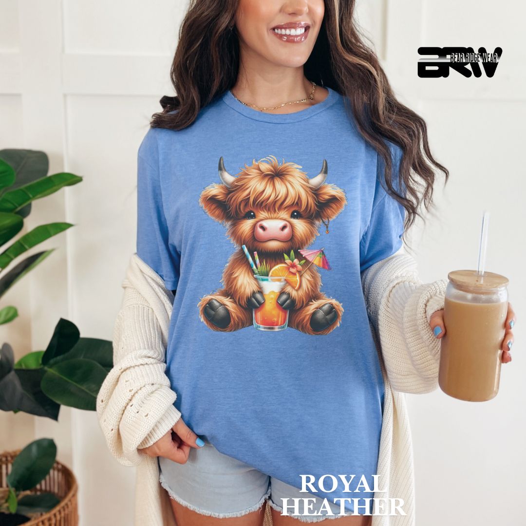 'Highland Cow-Tropical Drink' 2 Summer Tee