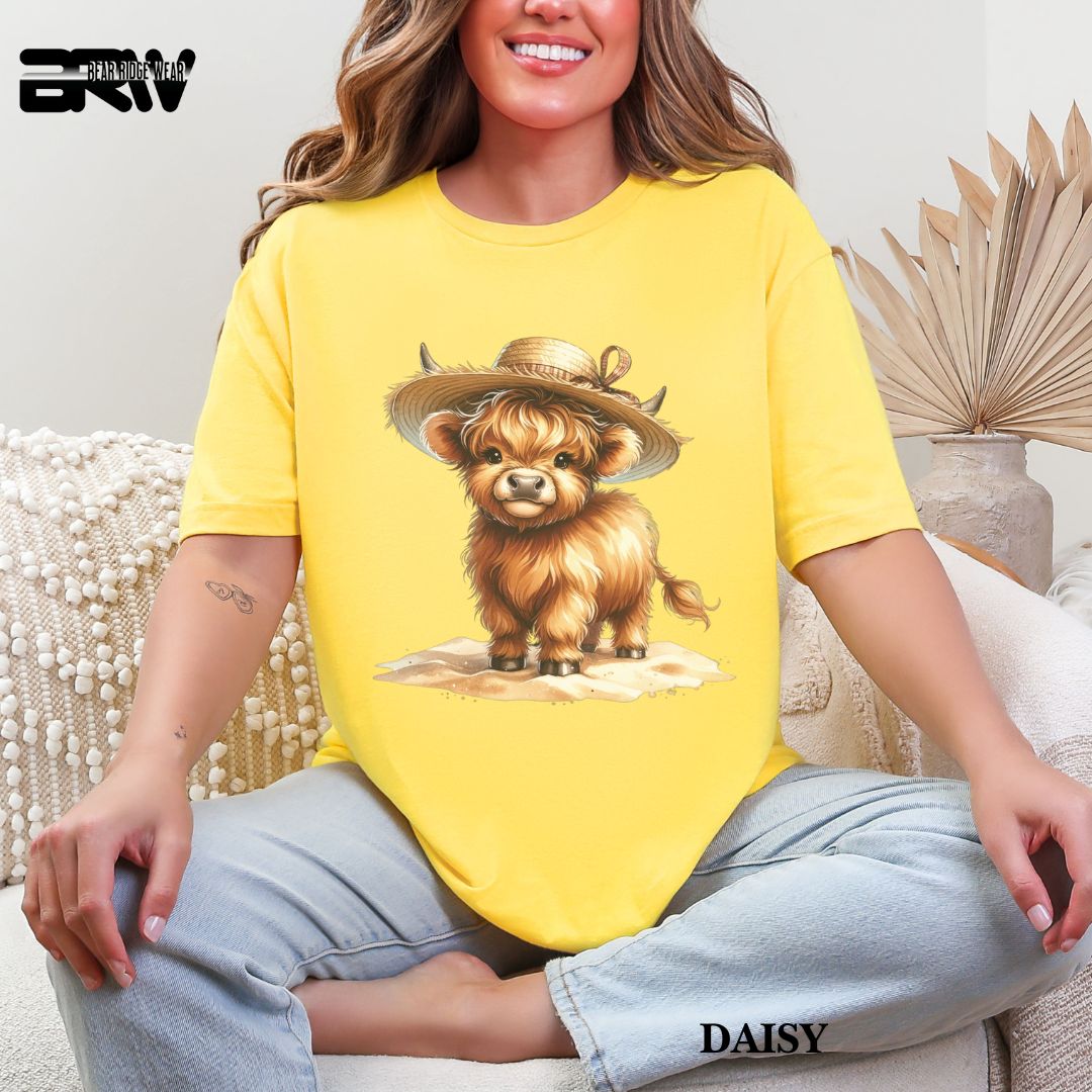 'Highland Cow-Sun Hat'  Summer Tee