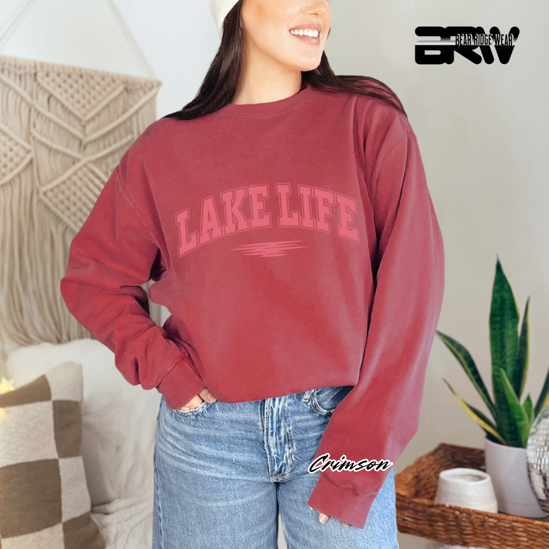 'Lake Life' Pink Stroke Crewneck Sweatshirt