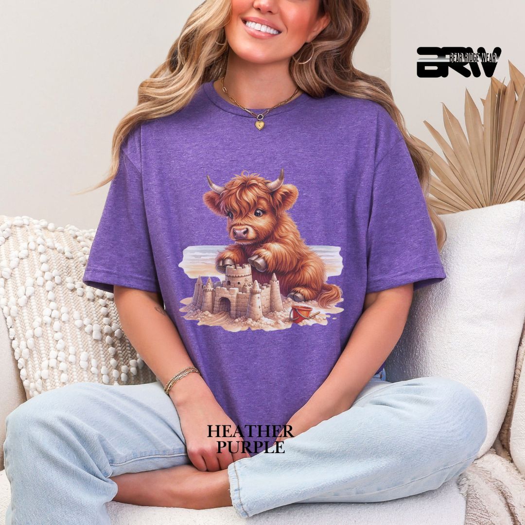 'Highland Cow-Sandcastle' 2 Summer Tee