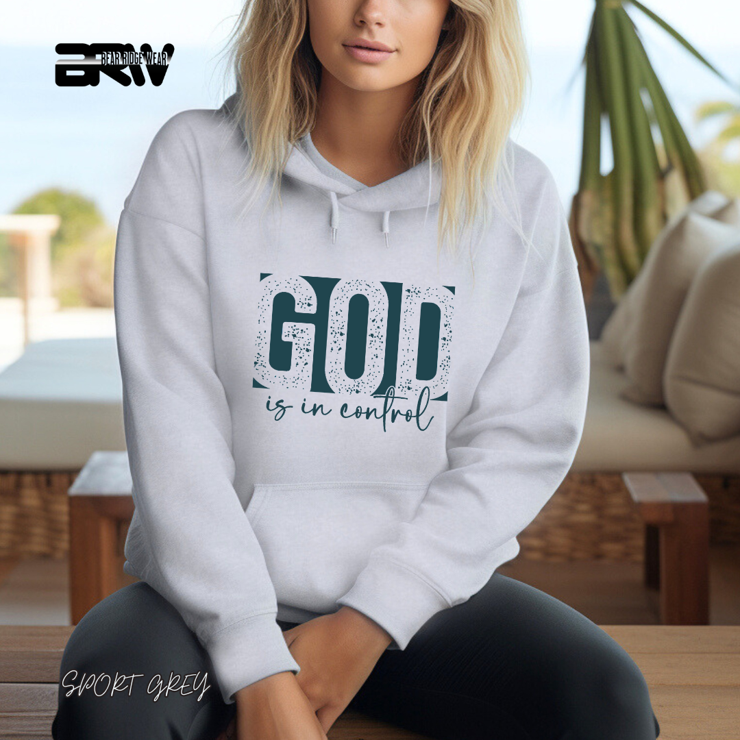 'God Is In Control' Blue Stroke  Faith Hoodie