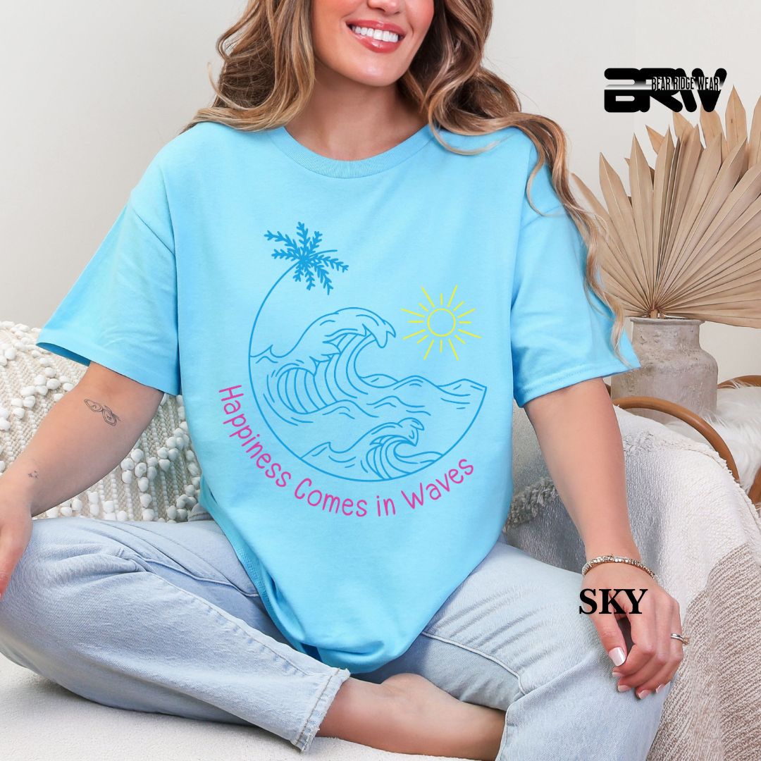 'Happiness Comes In Waves' 3 Summer Tee