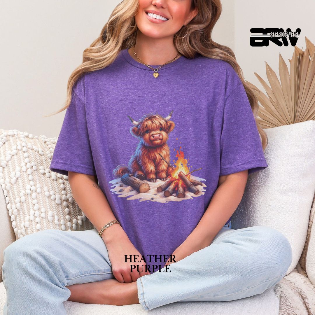 'Highland Cow-Bonfire' 2 Summer Tee