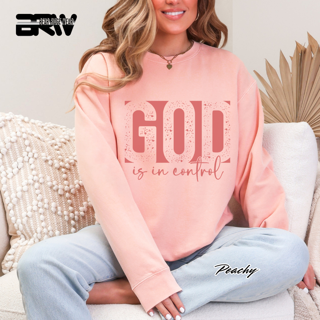 'God Is In Control' Pink Faith Crewneck Sweatshirt