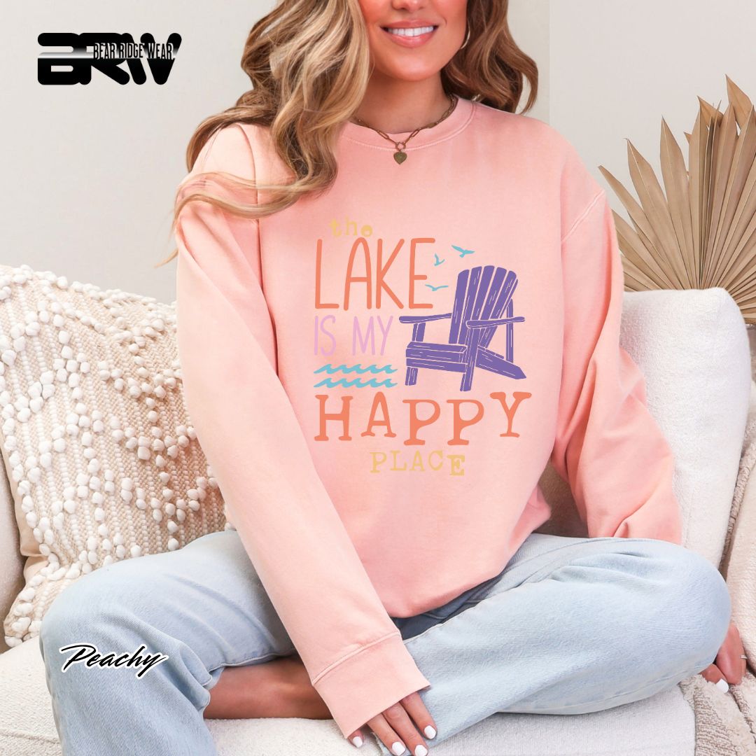 'The Lake Is My Happy Place' Summer Crewneck Sweatshirt