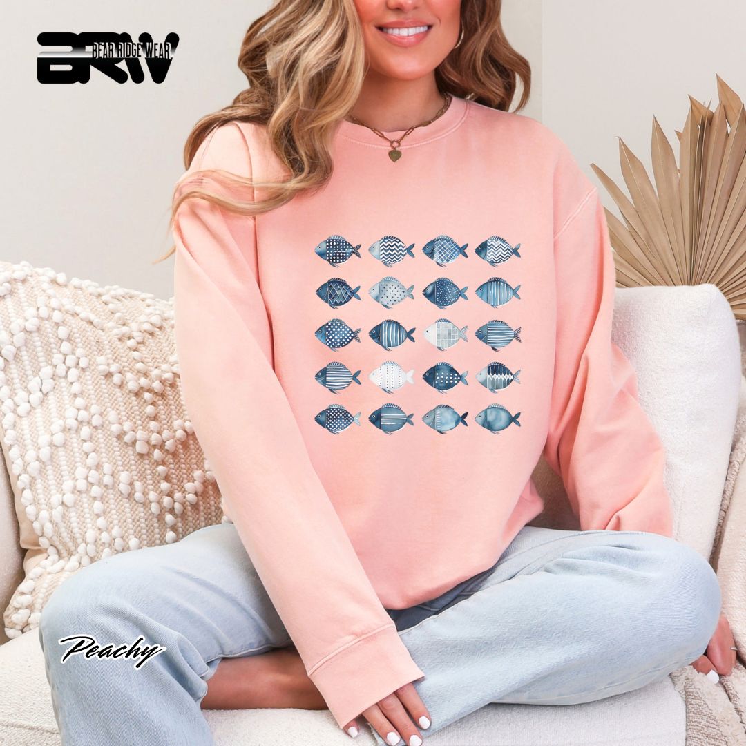 'Water Color Fish Pattern Design' Summer Crewneck Sweatshirt