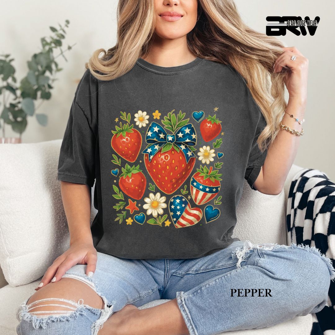 Strawberries- Patriotic Tee